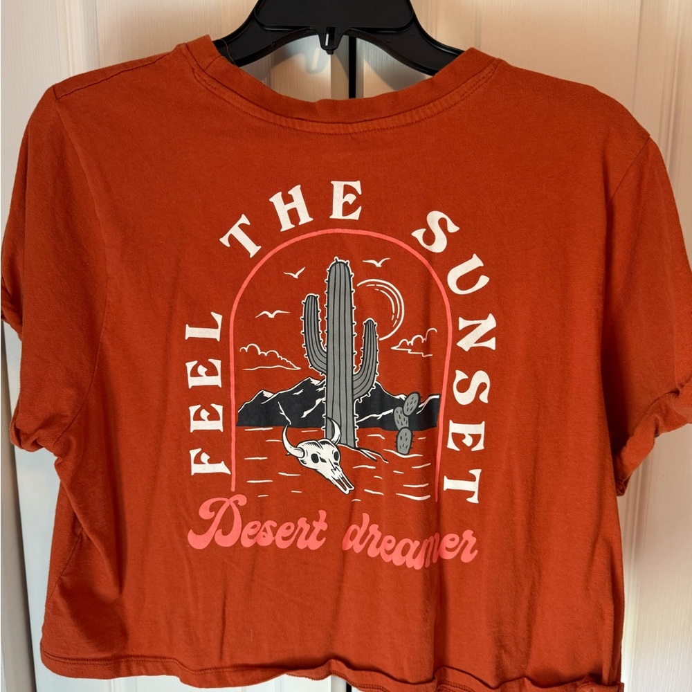 Rust Orange Desert Graphic Crop Tee